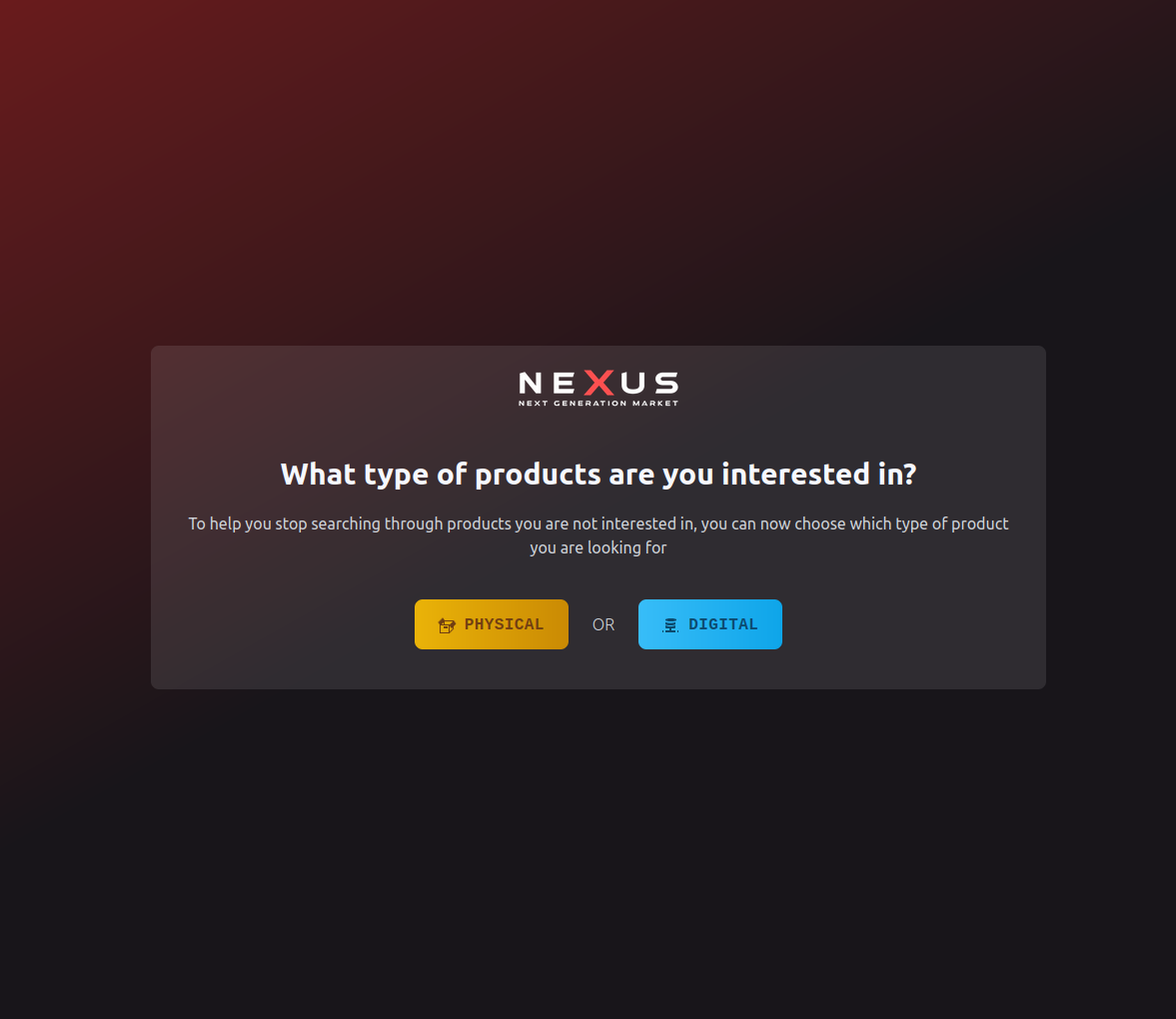 Nexus product listing interface