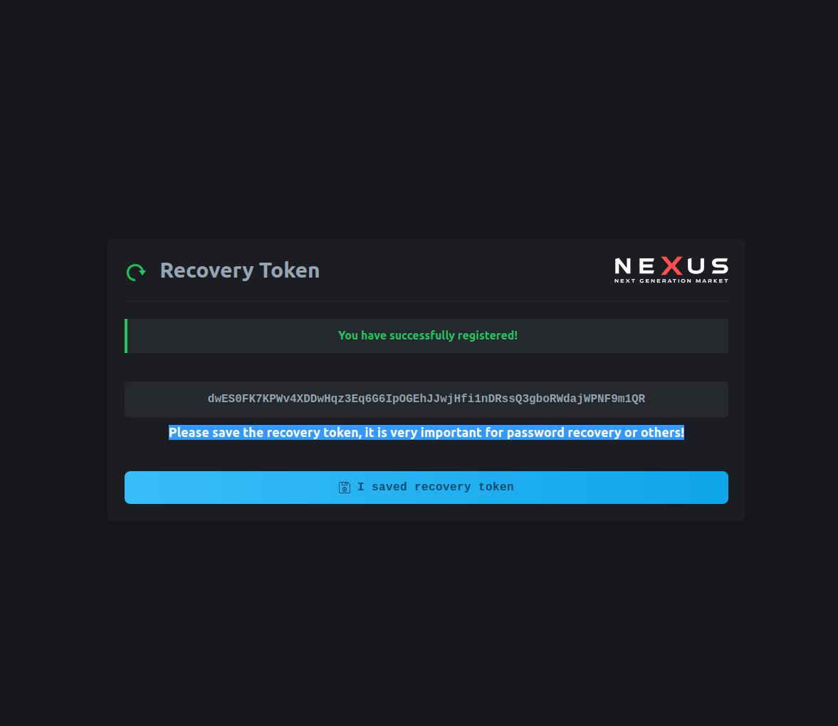 Nexus 2FA token setup